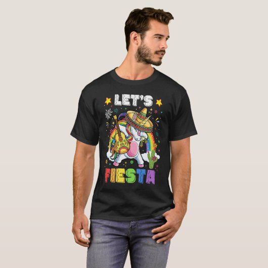 Let's Fiesta Unicorn Dabbing Cinco De Mayo Mexican Tシャツ (正面フル)