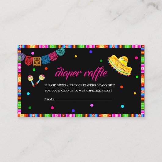 Let's Fiesta Water色の赤ちゃんシャワーおむつラッフル エンクロージャーカード (正面)