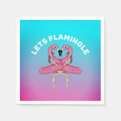 Let's Flamingleパーティーフロートオンブレピンクスクエアペーパー スタンダードカクテルナプキン (正面)