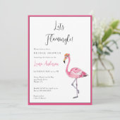 Let's Flamingle! - ホットピンクと白のウェディングシャワー 招待状 (スタンド正面)
