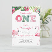 Let's Flamingle 1st Birthday招待状for Girl 招待状 (スタンド正面)