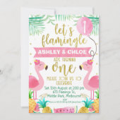 Let's Flamingle 1st Birthday招待状for Twins 招待状 (正面)