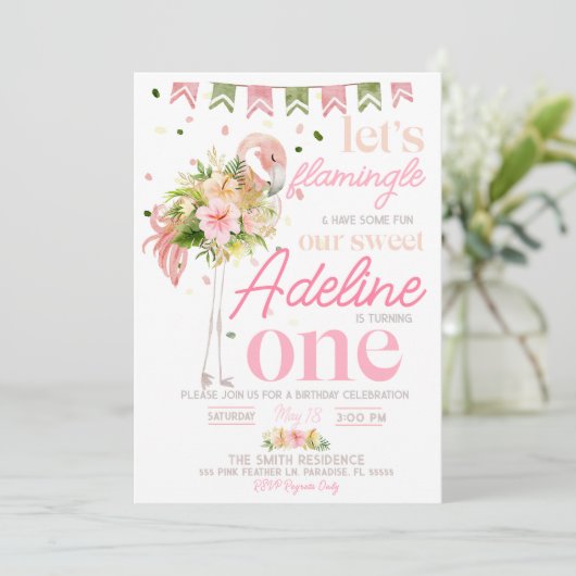 Let's Flamingle 1th Birthday招待状Flamingo 招待状 (スタンド正面)