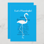 Let's Flamingle Birthday Party Invitation - Blue 招待状 (正面/裏面)