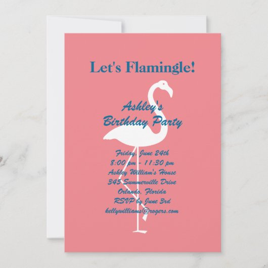 Let's Flamingle Birthday Party Invitation - Coral 招待状 (正面)