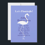 Let's Flamingle Birthday Party Invitation - Purple 招待状<br><div class="desc">薄紫に白いフラミンゴが登場し、紫色の背景に可愛らしいことわざ「レッツフラミングル」が飾られ、夏、熱帯、ルアウ（ハワイ式宴会）、プールサイドの誕生日パーティーに最適。甘い16カスタマイズ歳の誕生日パーティーを含むあらゆる年齢のための簡単であるがもし、あなたの要求と一緒に私たちのprettyfancyinvites@gmail.comで調整する項目を追加または必要とする。</div>