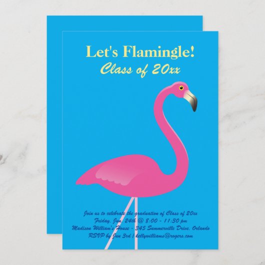 Let's Flamingle Class of 2019卒業 – 青 招待状 (正面/裏面)