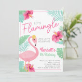 Let's Flamingle Flamingo Birthday Party Invitation 招待状 (スタンド正面)