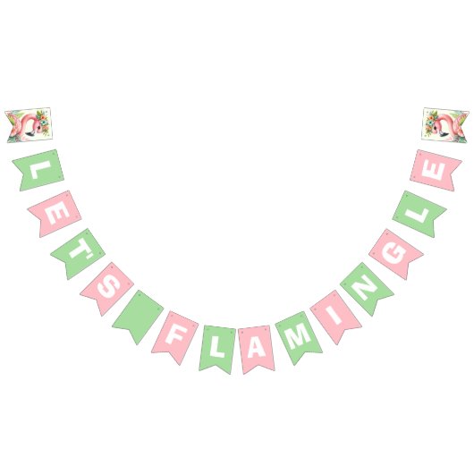 Let's Flamingle Pink Girlトロピカルバースデーパーティー バンティングフラッグ (全)