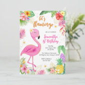 Let's Flamingle Pink Girl Tropical Birthday 招待状 (スタンド正面)