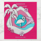 Let's Flamingle Tropical Flamingo 60th Birthday ワインラベル (シングルラベル)