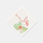Let's Flamingle Water colorトロピカルと金ゴールド スタンダードカクテルナプキン (角)