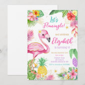 Let's Flamingo Flamingle Tropical Birthday  招待状 (正面/裏面)