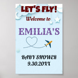 Let's Fly Baby Shower Welcome Sign - カスタム ポスター