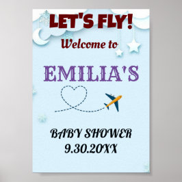 Let's Fly Baby Shower Welcome Sign - カスタム ポスター