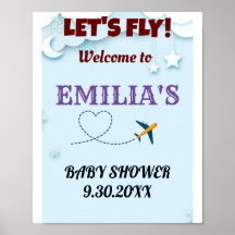Let's Fly Baby Shower Welcome Sign - カスタム