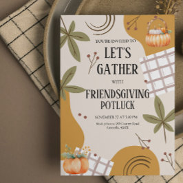 Let's Gather Friendsgiving Potluck Thanksgiving  招待状