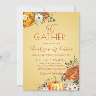 Let's gather Thanksgiving Dinner Invitation 招待状