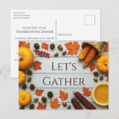 Let's Gather Thanksgiving Invitation Postcard ポストカード (正面/裏面)