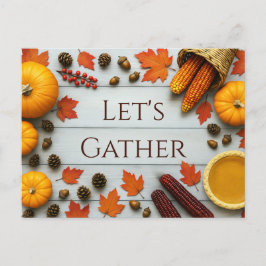 Let's Gather Thanksgiving Invitation Postcard ポストカード