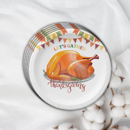 Let's Gather Thanksgiving Turkey Feast Baby Shower ペーパープレート