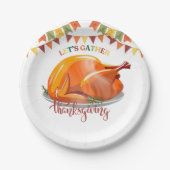 Let's Gather Thanksgiving Turkey Feast Baby Shower ペーパープレート (正面)