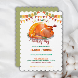Let's Gather Thanksgiving Turkey Feast Baby Shower 招待状