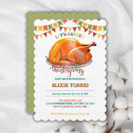 Let's Gather Thanksgiving Turkey Feast Baby Shower 招待状