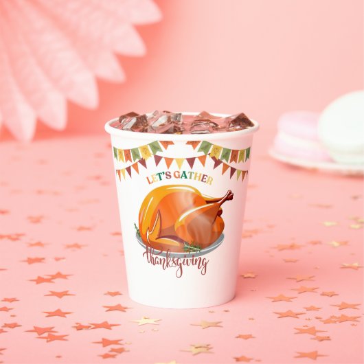 Let's Gather Thanksgiving Turkey Feast Baby Shower 紙コップ (インサイチュ)