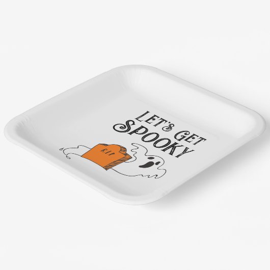 「Let's Get」幽霊不気味レトロゴシックタイポグラフィ ペーパープレート (傾斜あり)