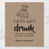 Let's Get 飲 - Bridesmaid おもしろい Proposal ワインラベル (シングルラベル)