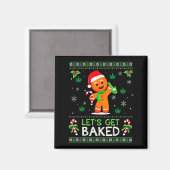 Lets Get Baked Ugly Sweater Weed Christmas Xmas  マグネット (正面/裏面)
