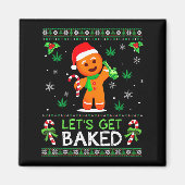 Lets Get Baked Ugly Sweater Weed Christmas Xmas  マグネット (正面)