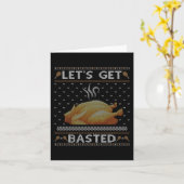 Let's Get Basted Turkey Fall Vibes Ugly Thanksgivi カード (黄色い花)
