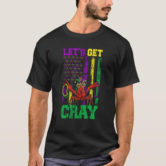 Let's Get Clay Crawfish Beads Mardi Gras Flag Tシャツ (正面)