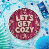 Let's Get Cozy Retro Cozy Home Typography ペーパープレート (パーティー)