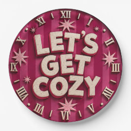 Let's Get Cozy Retro Cozy Home Typography ペーパープレート