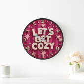 Let's Get Cozy Retro Cozy Home Typography ラージ壁時計 (ホーム)