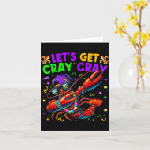Let's Get Cray Cray Mardi Gras Dabbing Crawfish Bo カード (黄色い花)