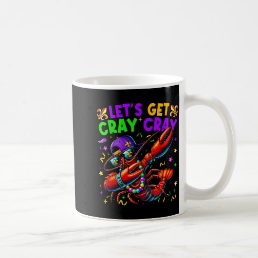 Let's Get Cray Cray Mardi Gras Dabbing Crawfish Bo コーヒーマグカップ (右)