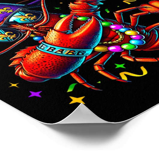 Let's Get Cray Cray Mardi Gras Dabbing Crawfish Bo ポスター (角)