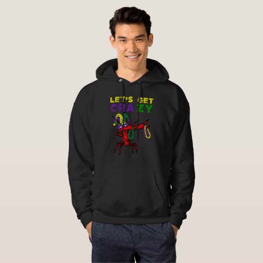 Lets Get Crazy Dabbing Crawfish Mardi Gras Beads F パーカ (正面フル)