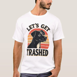 Let's Get Drunk Vintage Dog Graphic Retro Sunset Tシャツ