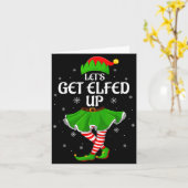Let's Get Elfed Up Christmas Family Elf Squad Girl カード (黄色い花)
