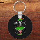 Let's Get Elfed Up Christmas Family Elf Squad Girl キーホルダー (正面)