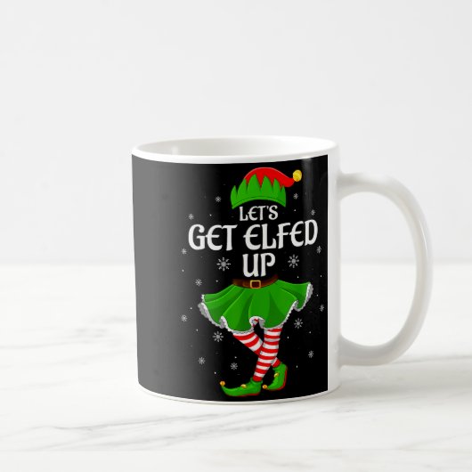Let's Get Elfed Up Christmas Family Elf Squad Girl コーヒーマグカップ (右)