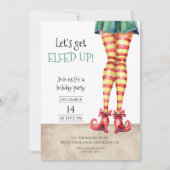 Let's Get ELFED UP! Fun Curly Shoes Holiday Party 招待状 (正面)