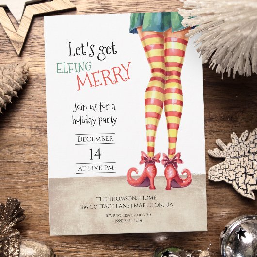 Let's Get ELFING Merry Fun Holidays Party  招待状