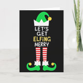 Lets Get Elfing Merry Funny Elf Christmas Card カード (正面)