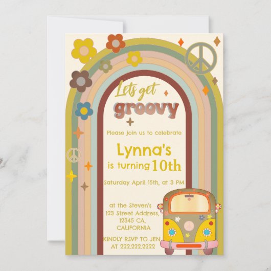 Let's get groovy バースデー 招待状 (正面)